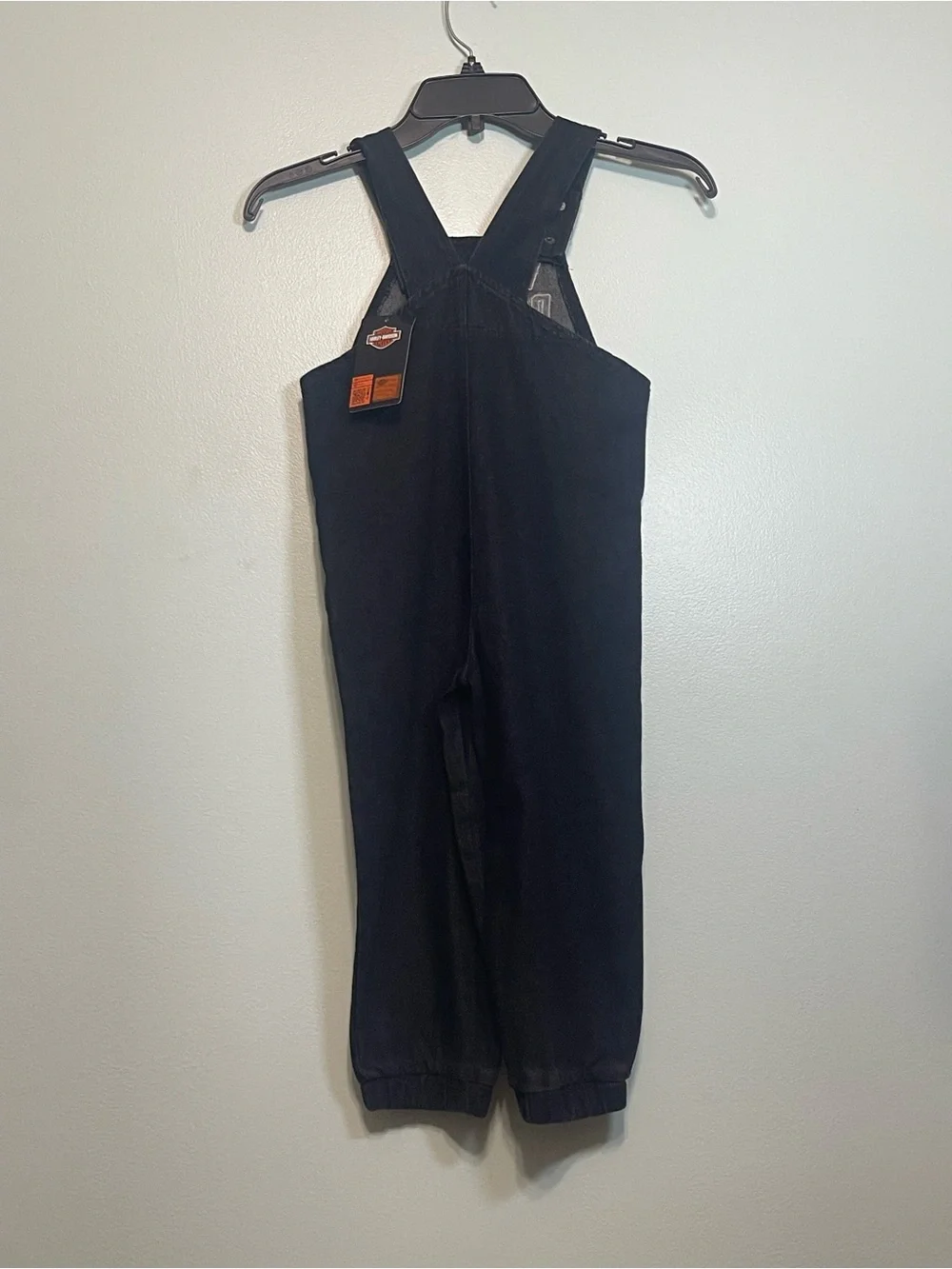 Harley-Davidson Black Denim Kids' Overalls with Embroidered Logo
